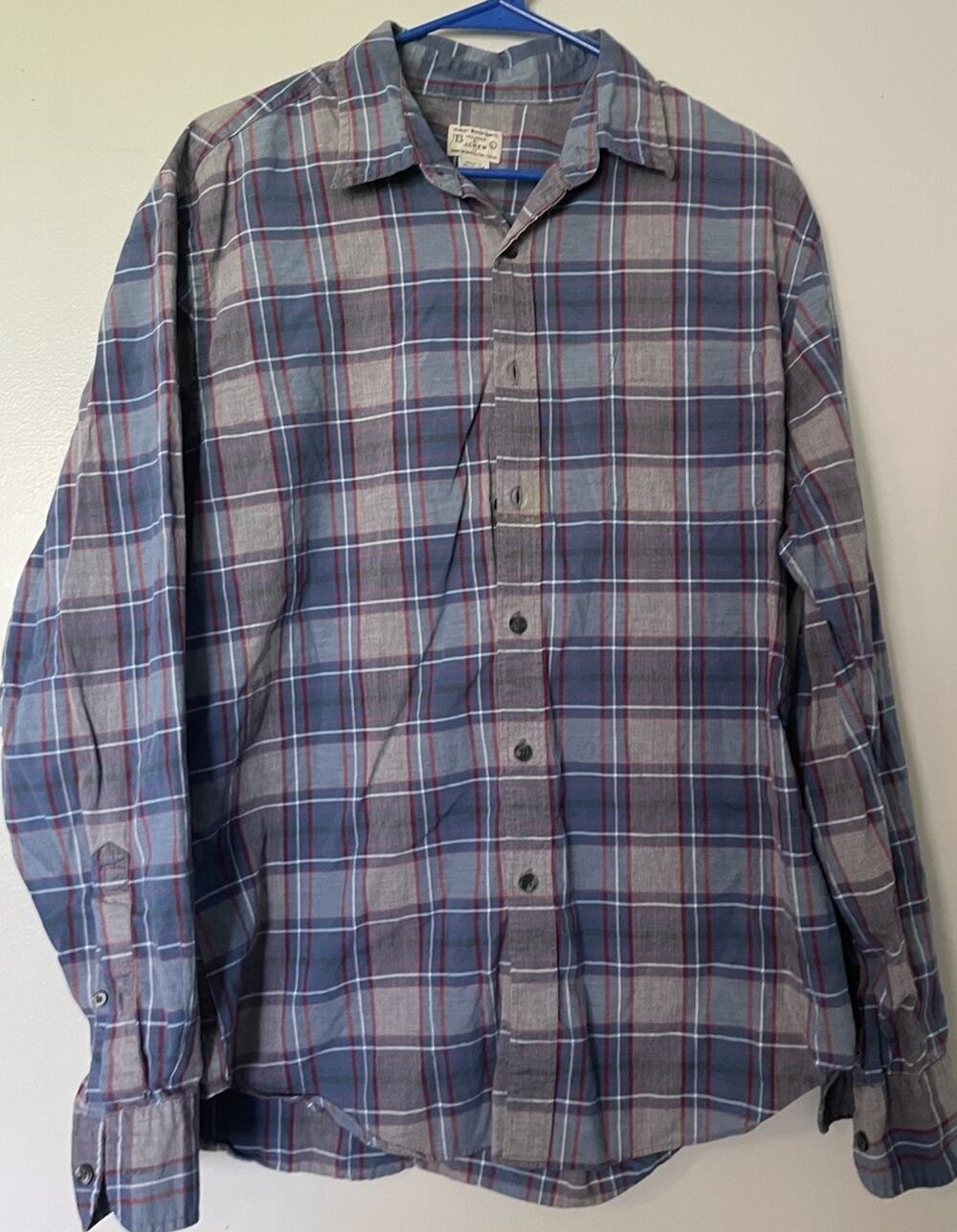 J Crew Tailored 100% Cotton Men’s Large Blue Button Down Long Sleeve Woven Shirt